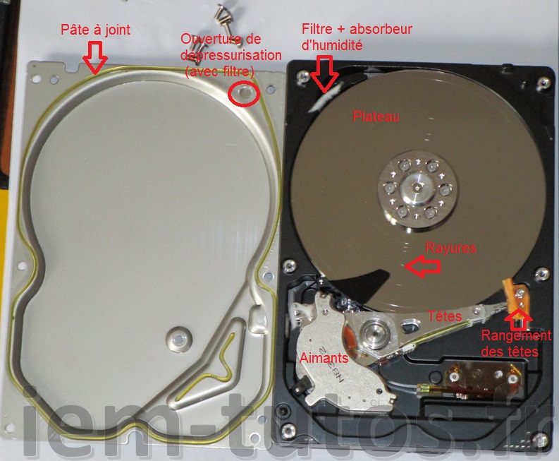 Intérieur d'un disque dur Hitachi